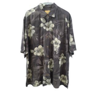 Tommy Bahama Washable Silk Hawaiian Print Shirt - Gray XL